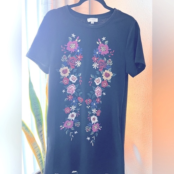 Umgee White Short Sleeve Tee Casual Top floral - Picture 2 of 6